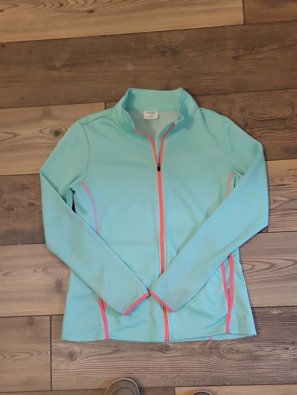 Danskin Light Aqua Full-Zip Jacket with Coral Accents